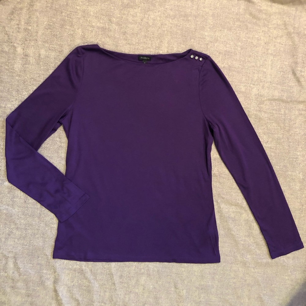 NWOT Talbots Purple Boatneck Long Sleeve Top